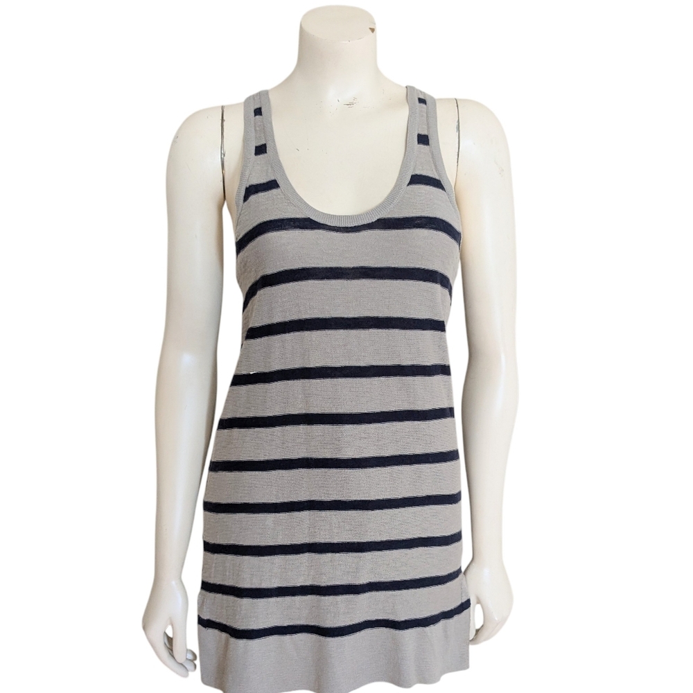 Vince Cotton Striped Sleeveless Tunic Sweater Size Medium